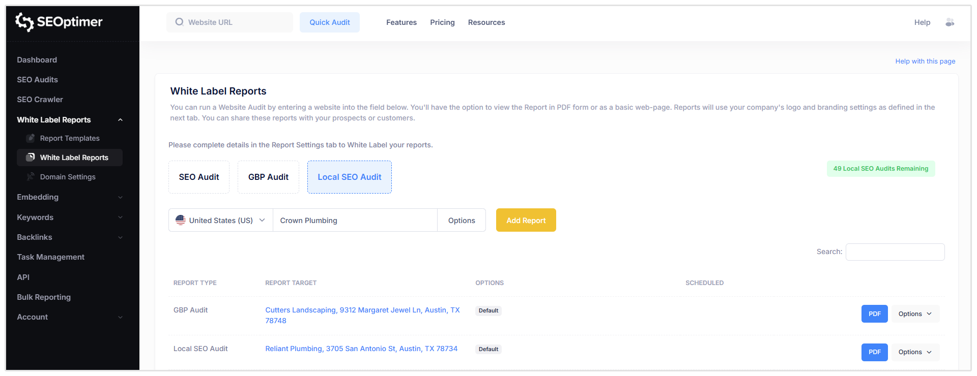 Ajouter un audit SEO local